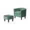 Ergonomic Armrest Barrel Chair with Ottoman and Velvet Padded Seat for Living Room